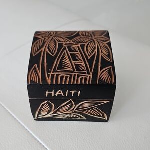 Vintage HandCarved Wooden Trinket Box From Haiti